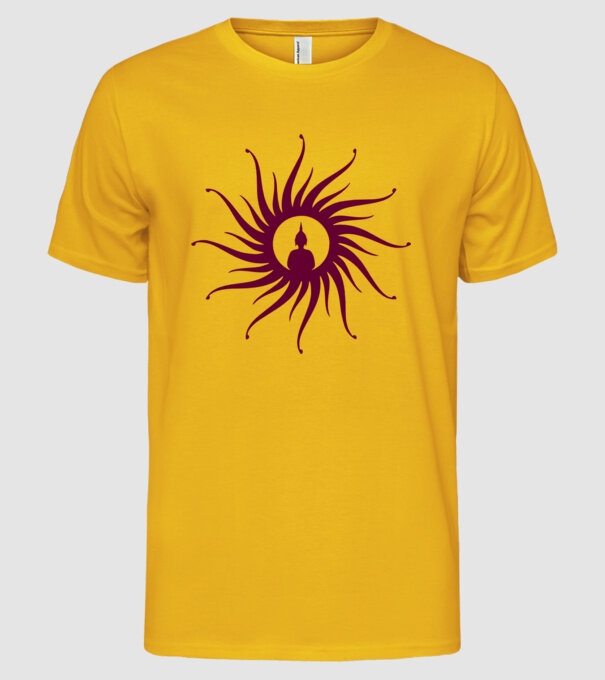 buddha circle model galben pe tricou