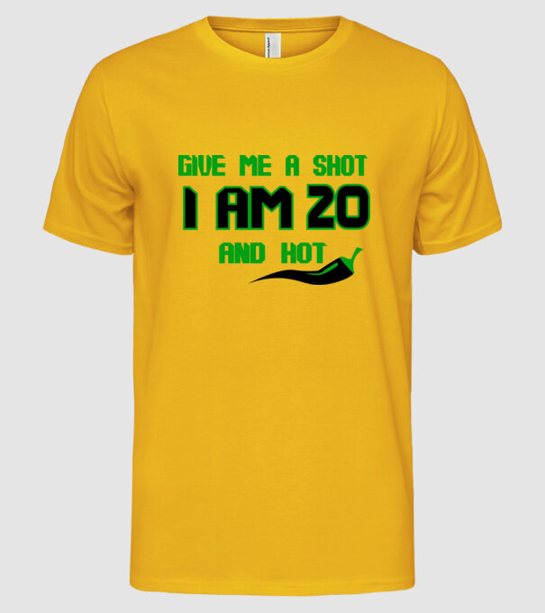 Give me a shot - 20 model galben pe tricou