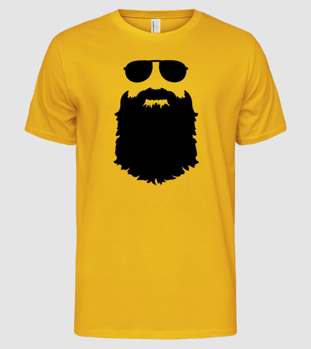 Barbă Hipster model galben pe tricou