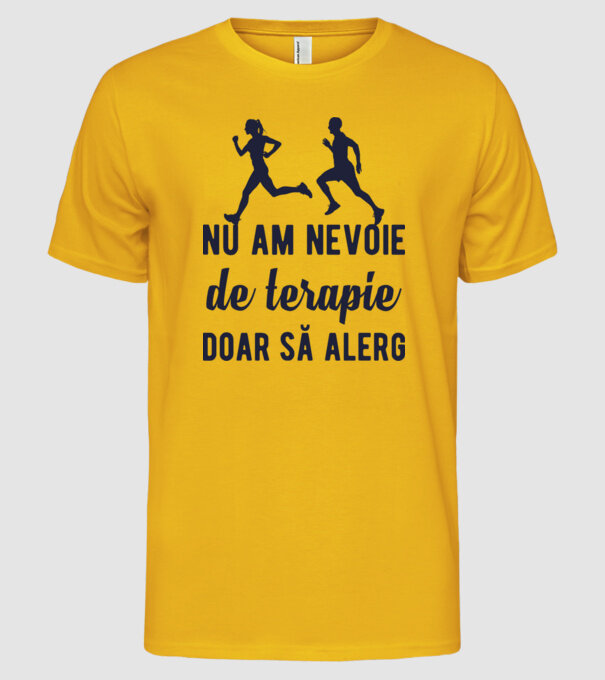nu am nevoie de terapie, doar să alerg model galben pe tricou