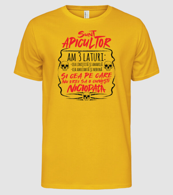 sunt apicultor am 3 laturi model galben pe tricou