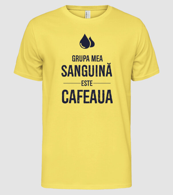 Grupa mea sanguină este cafeaua model galben deschis pe tricou