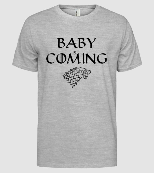 Baby is coming model gri pe tricou