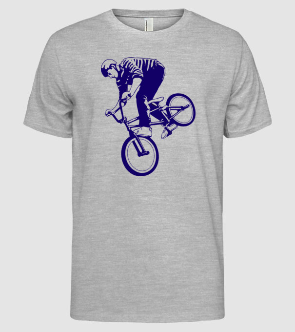 BMX stunt model gri pe tricou