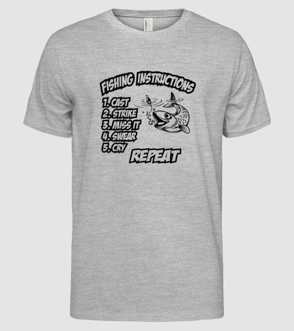 Fishing instructions model gri pe tricou