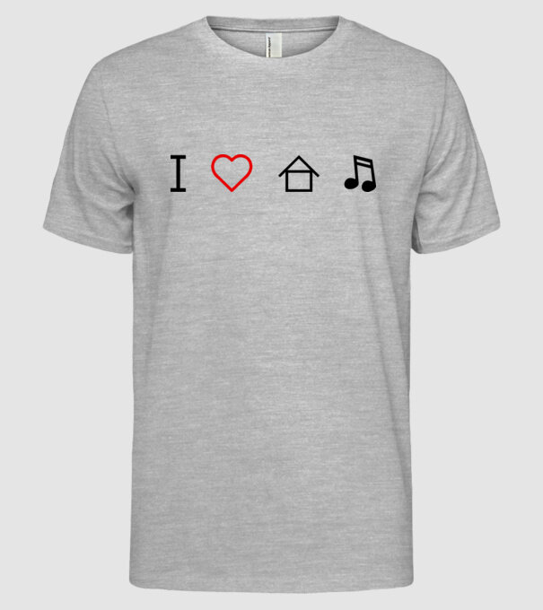 I love house music model gri pe tricou