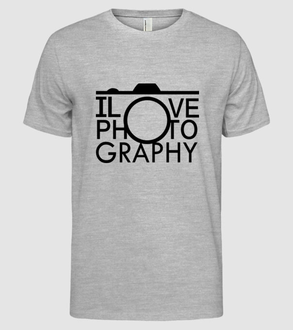I love photography model gri pe tricou