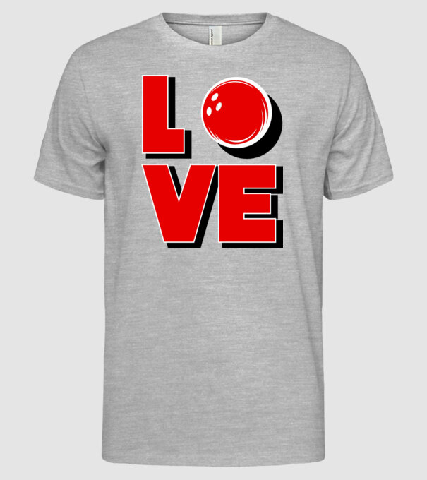 Love bowling model gri pe tricou