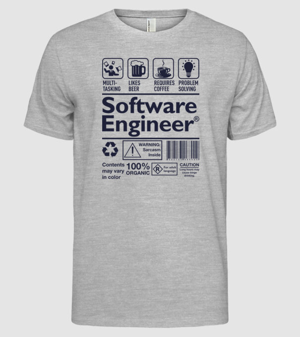 Software Engineer model gri pe tricou