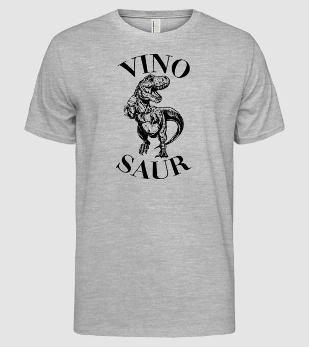 Vinosaur model gri pe tricou