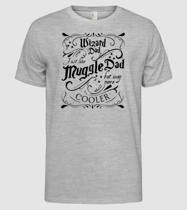 Wizard dad model gri pe tricou