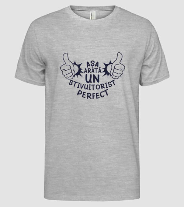 Așa arată un STIVUITORIST perfect model gri pe tricou