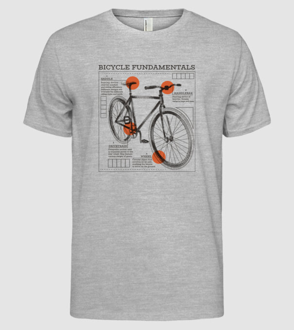 Bicycle fundamentals model gri pe tricou