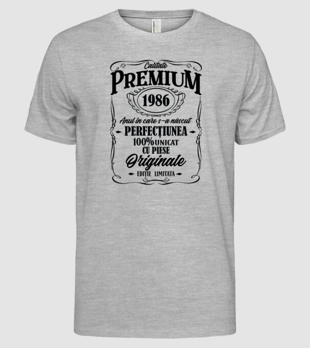 calitate premium -1986 - anul în care s-a născut - perfecțiunea - 100% unicat, cu piese originale, ediție limitată model gri pe tricou