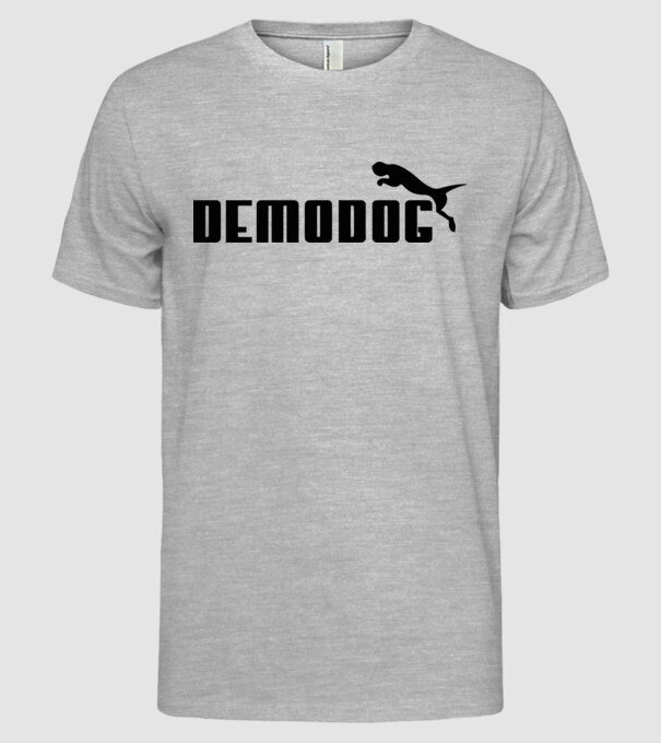 demodog logo black model gri pe tricou