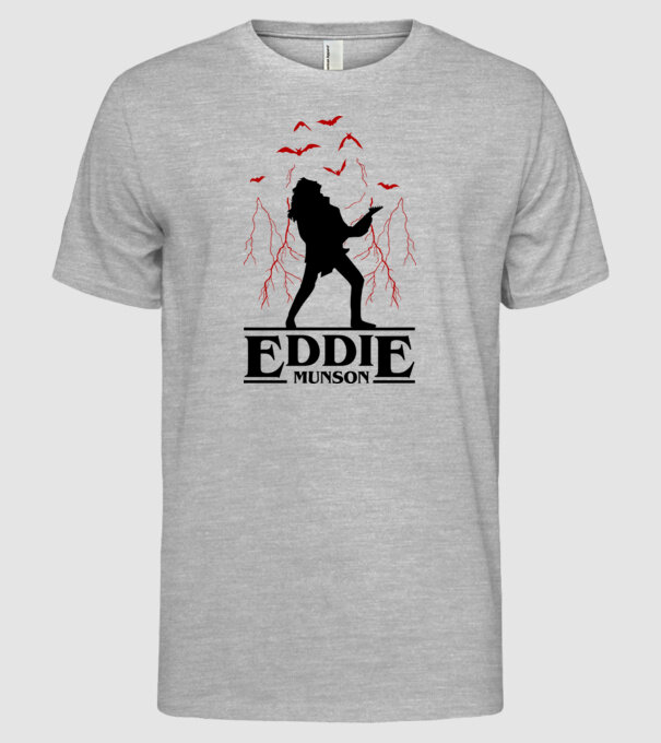 eddie munson stranger things model gri pe tricou