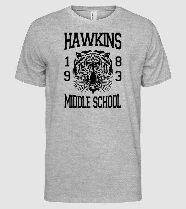 hawkins middle school 83 model gri pe tricou
