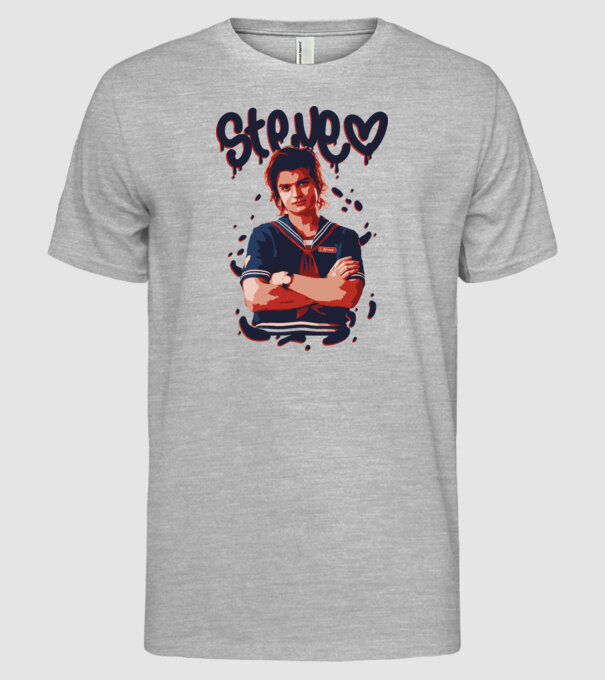 steve stranger things model gri pe tricou