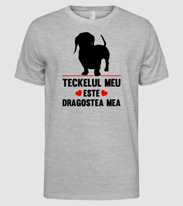 teckelul meu este dragostea mea model gri pe tricou