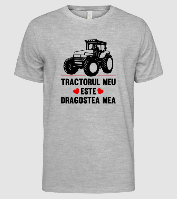 tractorul meu este dragostea mea model gri pe tricou
