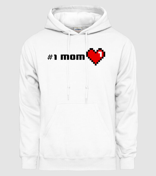 8bit mom number one model alb pe tricou