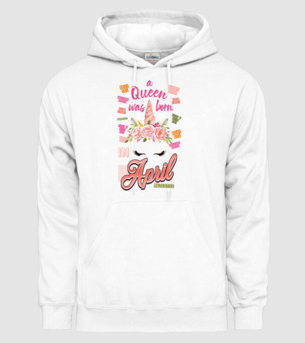 A queen was born in ÁPRILIS model alb pe tricou