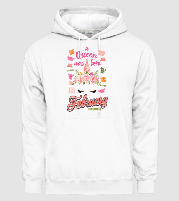 A queen was born in FEBRUÁR model alb pe tricou