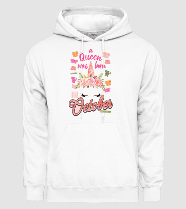A queen was born in OKTÓBER model alb pe tricou