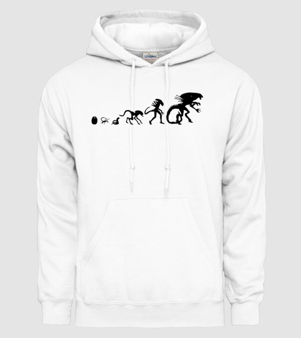 Evoluție Alien model alb pe tricou