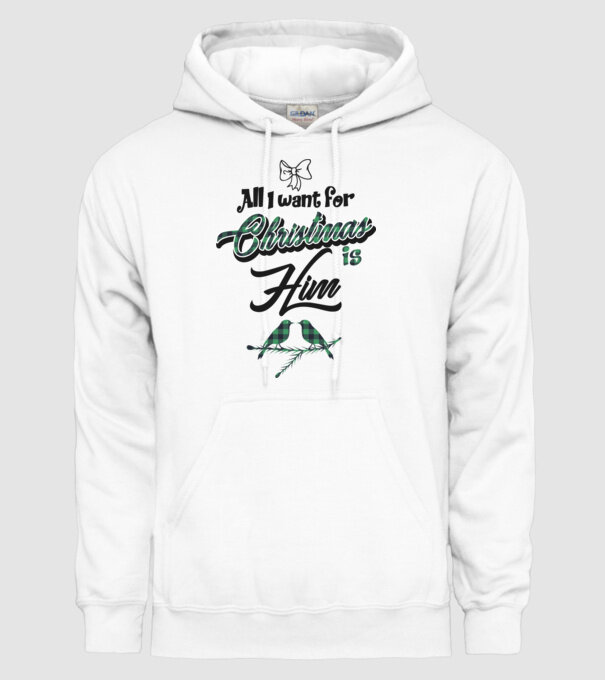 All i want for Christmas is Him model alb pe tricou