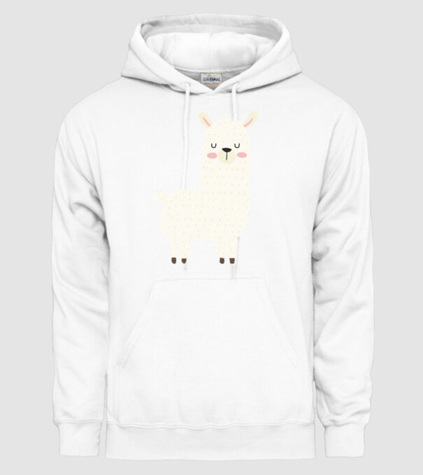 Alpaca model alb pe tricou