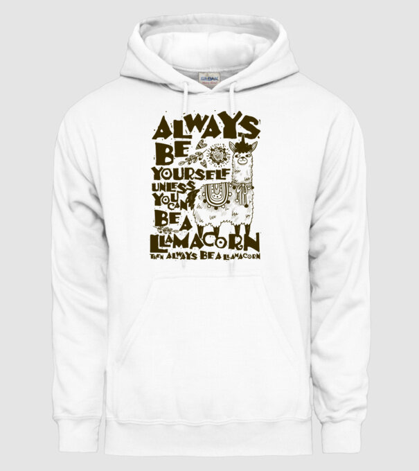 Always be a llamacorn model alb pe tricou