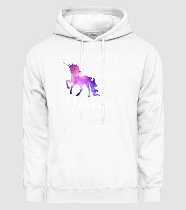 Always be UNICORN model alb pe tricou