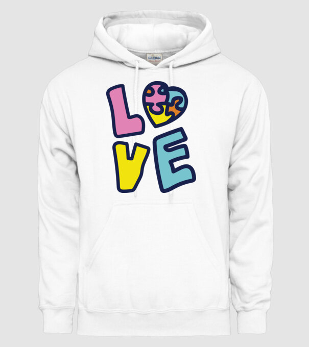 Ziua Mondială a Autismului LOVE model alb pe tricou