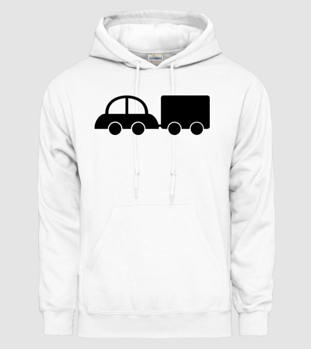 Car with tail model alb pe tricou