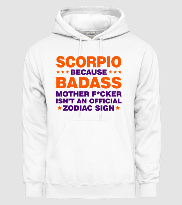 Badass zodiac SCORPIO model alb pe tricou