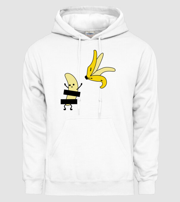 Cuplu Banană fată model alb pe tricou