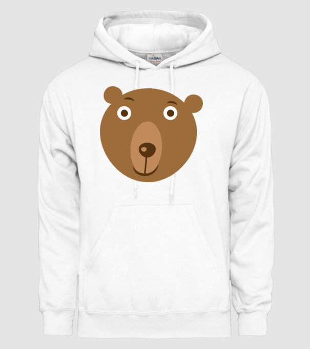 Bear Face model alb pe tricou