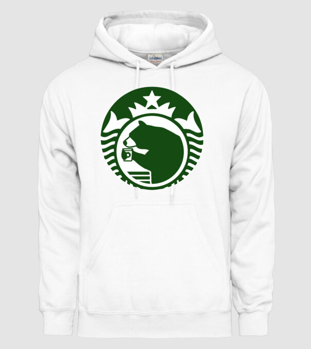 Bear Bucks model alb pe tricou