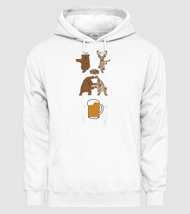 Bear deer beer model alb pe tricou