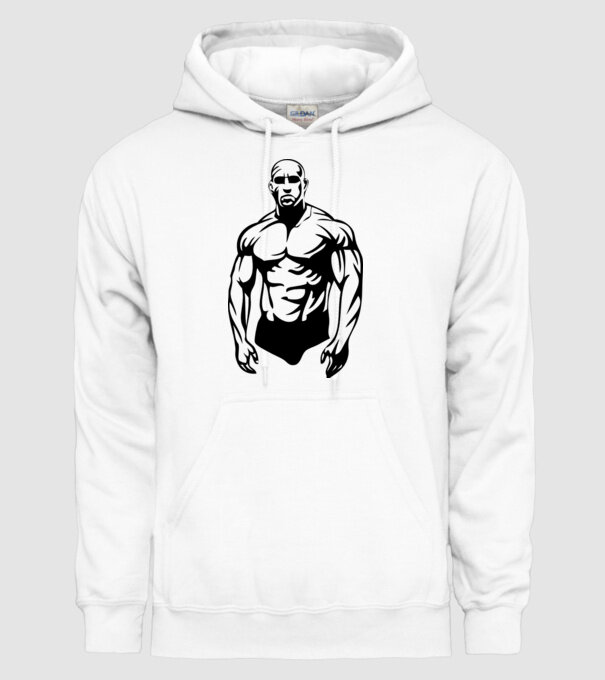bodybuilding model alb pe tricou