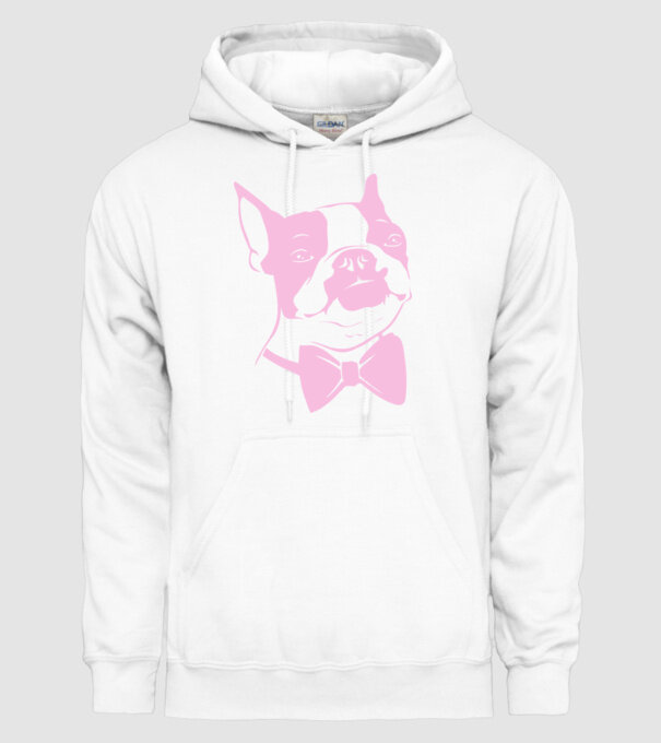 Boston Terrier model alb pe tricou