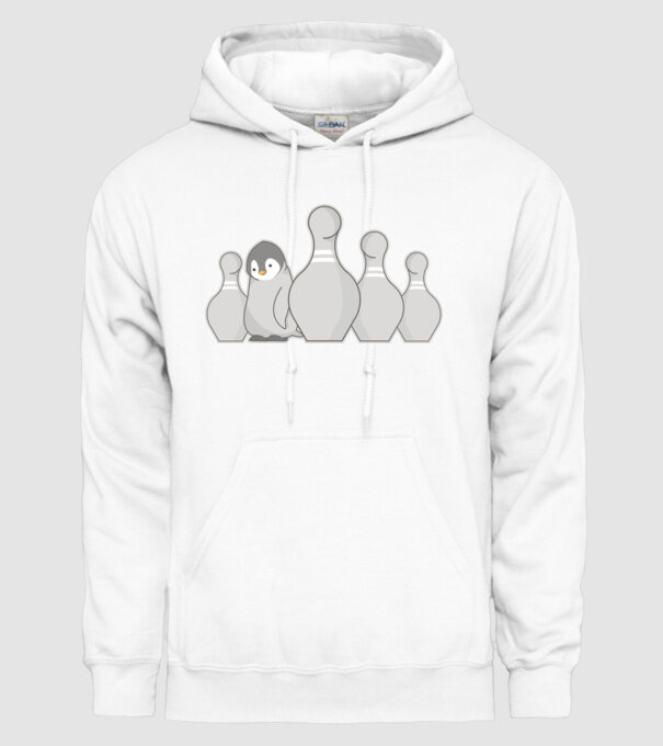 Bowling pinguin model alb pe tricou