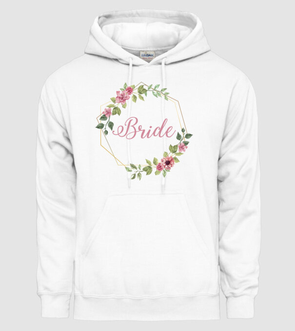 BRIDE pink floral model alb pe tricou