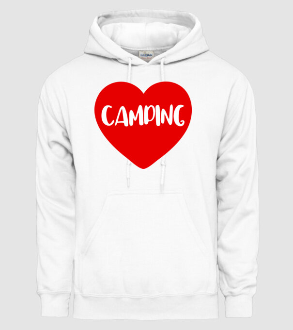 Camping heart model alb pe tricou