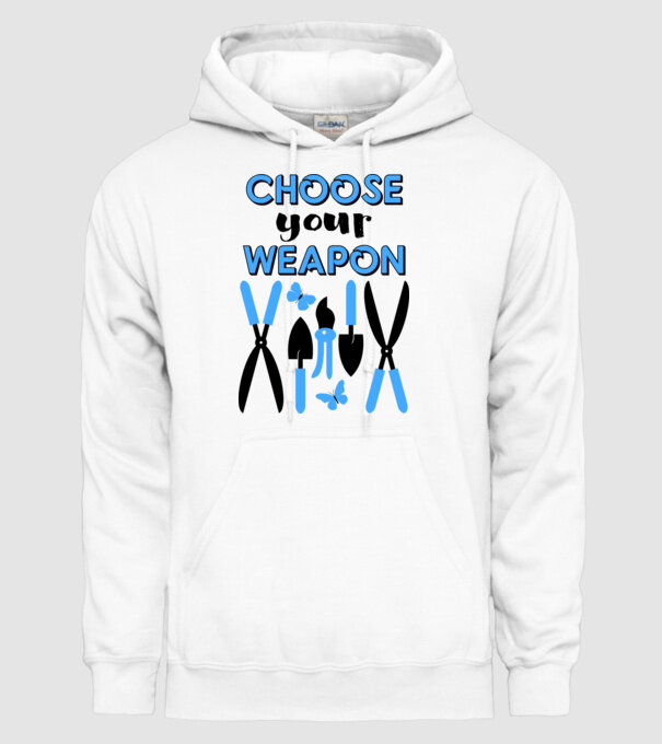 Choose your weapon model alb pe tricou