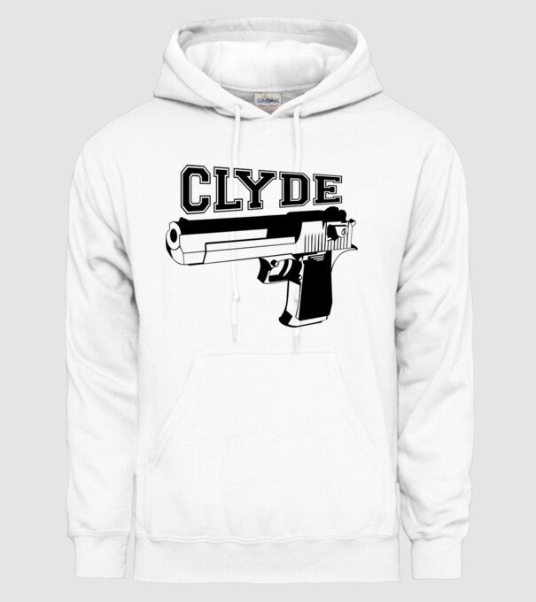Clyde model alb pe tricou
