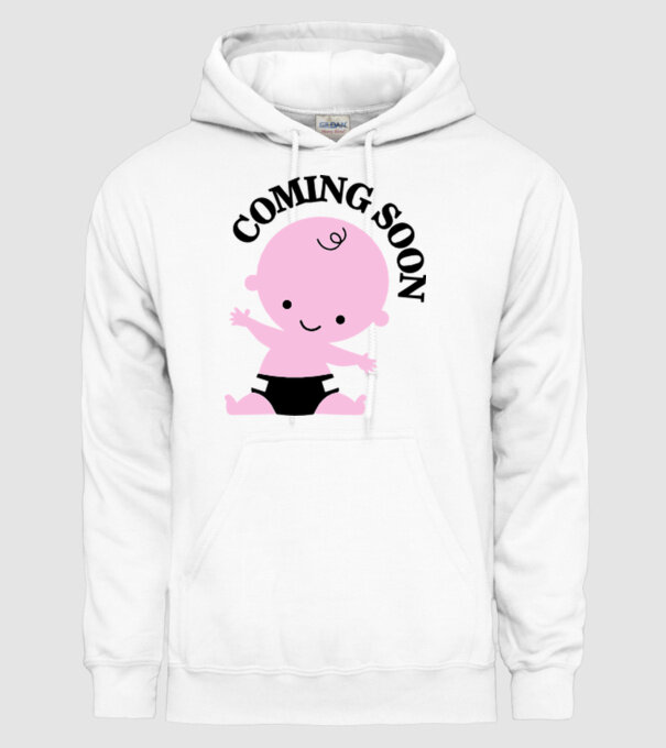 Coming soon baby model alb pe tricou