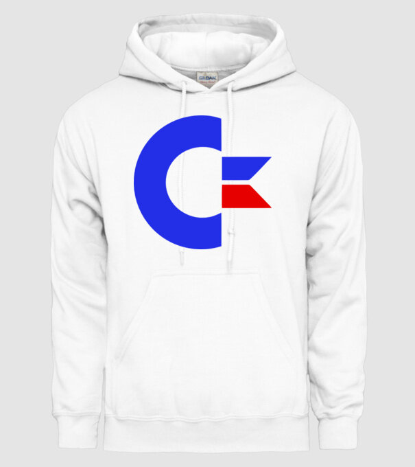 Logo Commodore model alb pe tricou