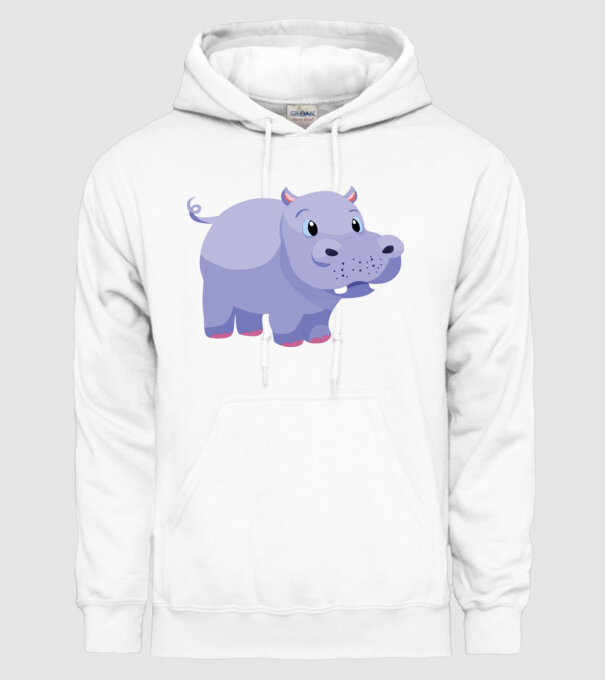 Hipopotam drăguț model alb pe tricou